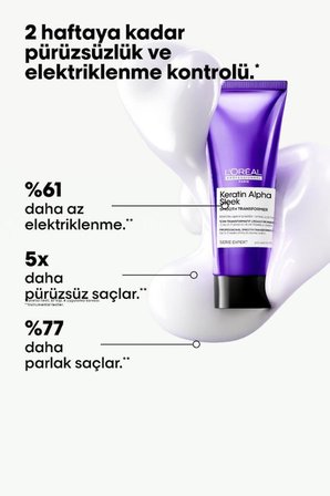 Keratin Alpha Sleek Smooth Transformer Elektriklenme Önleyici ve Pürüzsüzleştirici Saç Kremi 200 ML