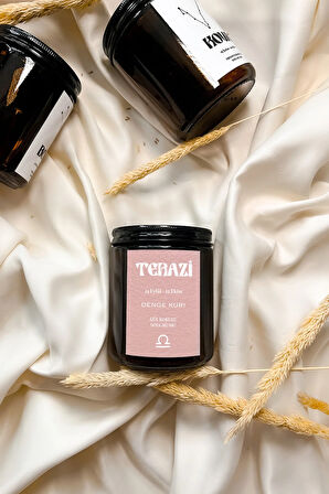 Terazi Burcu Gül Kokulu %100 Soya Mumu Amber Kavanoz Mum