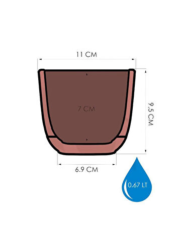 Omnipazar KRS-382 Dekoratif Plastik Mercan Kare Saksı 0.67 Litre No 2