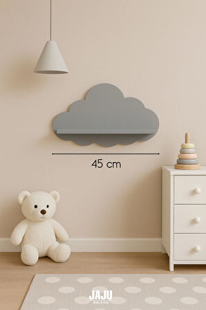 Gri Bulut Raf Çocuk Ve Bebek Odası Aksesuar Raf 45x25 Cm