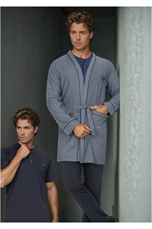 Erkek %100 Pamuk Penye 5 Parça Kutulu Robdöşambr - Yazlık & Kışlık Pijama Takımı Set L1.ANC.3550.01