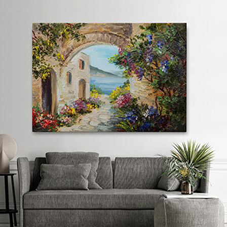 Yaz Manzarası Yağlıboya Görünüm Dekoratif Kanvas Duvar Tablosu-3476