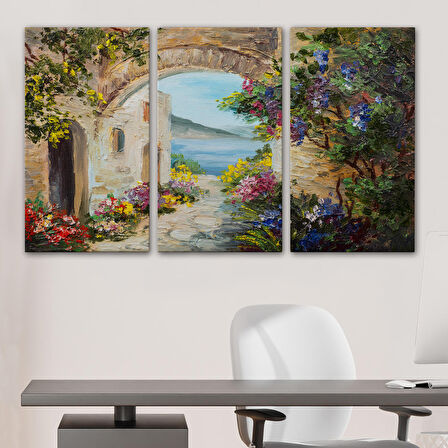 Yaz Manzarası Yağlıboya Görünüm Dekoratif Kanvas Duvar Tablosu-3476