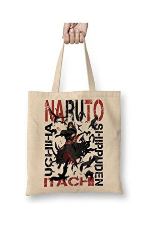 Naruto Itachi Uchiha Akatsuki Bez Çanta Uzun Saplı Alışveriş Çantası Plaj Çantası