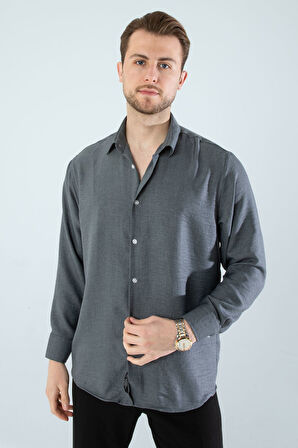  Mevsimlik Keten Dokulu Uzun Kollu Oversize Erkek Gömlek(ÜRÜN GENİŞ KALIPDIR)