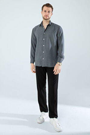  Mevsimlik Keten Dokulu Uzun Kollu Oversize Erkek Gömlek(ÜRÜN GENİŞ KALIPDIR)