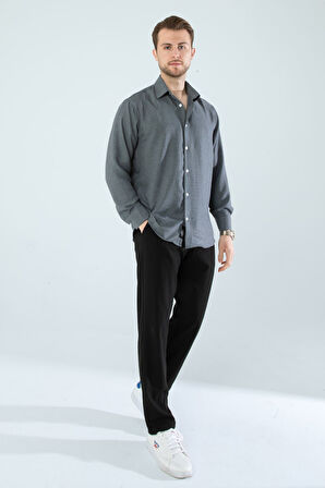  Mevsimlik Keten Dokulu Uzun Kollu Oversize Erkek Gömlek(ÜRÜN GENİŞ KALIPDIR)