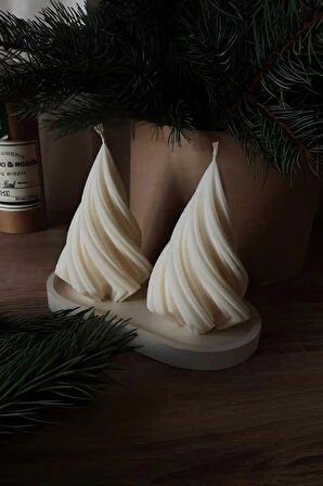 3'lü Beyaz Dekoratif Sunum Tabağı ve 2 Adet Mum Seti