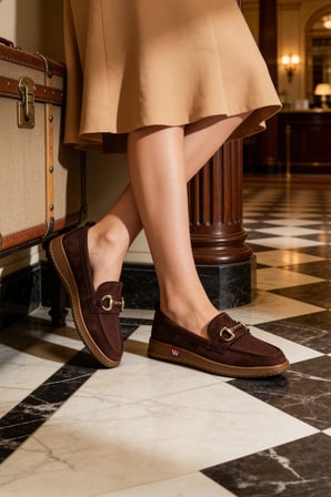 Kadın Leopar Desenli Bordo Kahverengi Krem Zincir Tokalı Loafer Günlük Rahat Casual Ayakkabı