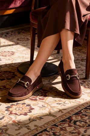 Kadın Leopar Desenli Bordo Kahverengi Krem Zincir Tokalı Loafer Günlük Rahat Casual Ayakkabı