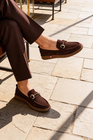Kadın Leopar Desenli Bordo Kahverengi Krem Zincir Tokalı Loafer Günlük Rahat Casual Ayakkabı