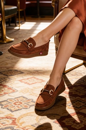 Kadın Leopar Desenli Bordo Kahverengi Krem Zincir Tokalı Loafer Günlük Rahat Casual Ayakkabı