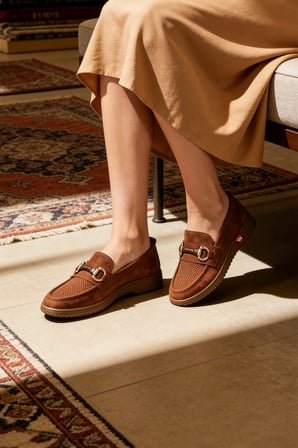 Kadın Leopar Desenli Bordo Kahverengi Krem Zincir Tokalı Loafer Günlük Rahat Casual Ayakkabı