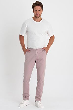 Erkek Slim Fit Yan Cep Chino Pantolon  Bej