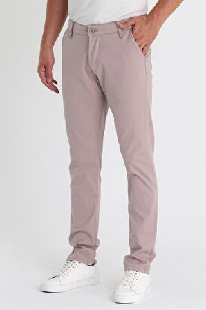 Erkek Slim Fit Yan Cep Chino Pantolon  Bej