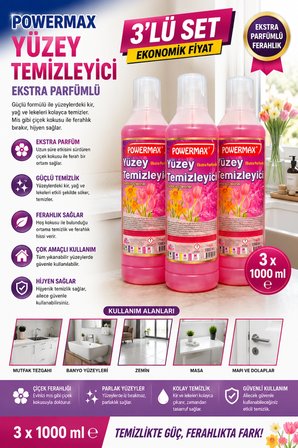POWERMAX Çok Amaçlı Yüzey Temizleyici 1000 ml x3 Set Genel Temizlik Ürünü