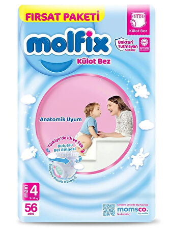 Nessiworld Molfix Külot Bez Fırsat Paketi 4 Beden 9-14 Kg 56 Adet