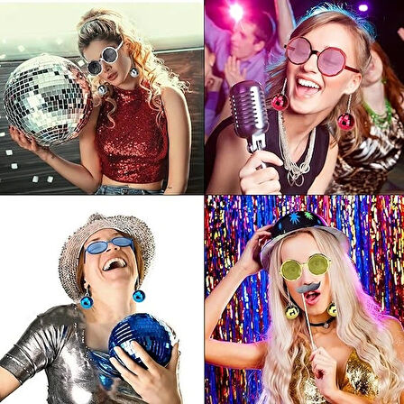 Nessiworld Sallanan Disko Top Küpeli Gözlük Retro Hawaii 5 Renk 6 Adet