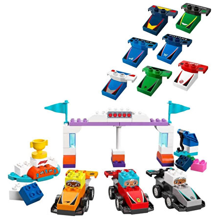 Nessiworld DUPLO Kasabası F1 Takımı Yarış Arabaları ve Sürücüler 10445