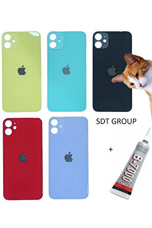 iPhone 11 Arka Batarya Pil Kapağı SİYAH (B7000 15 ML Yapıştırıcı)