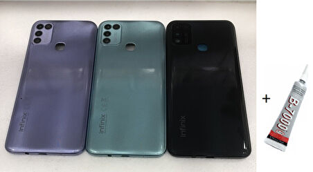 İNFİNİX HOT 10T, HOT 10S Arka Batarya Pil Kapağı MAVİ (B7000 15 ML Yapıştırıcı)