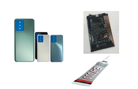 REDMİ NOTE 12 5G ARKA BATARYA KAPAĞI ,BATARYA VE B7000 YAPIŞTIRICI (MAVİ)