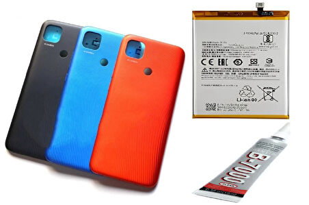 REDMİ 9C ARKA BATARYA KAPAĞI ,BATARYA VE B7000 YAPIŞTIRICI (MAVİ)