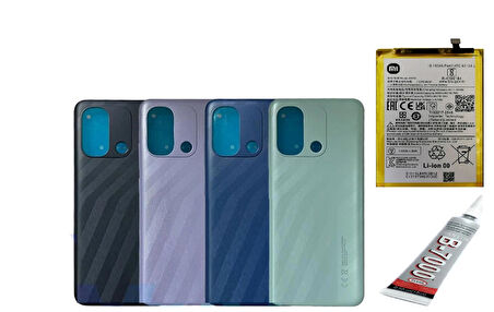 REDMİ 12C ARKA BATARYA KAPAĞI ,BATARYA VE B7000 YAPIŞTIRICI (YEŞİL)