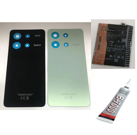 REDMİ NOTE 13 4G ARKA BATARYA KAPAĞI ,BATARYA VE B7000 YAPIŞTIRICI (MAVİ)