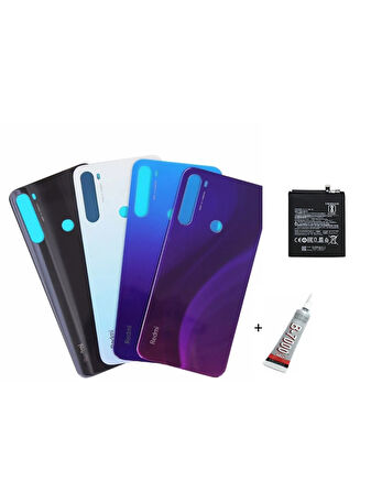 REDMİ NOTE 8 ARKA BATARYA KAPAĞI ,BATARYA VE B7000 YAPIŞTIRICI (MAVİ)
