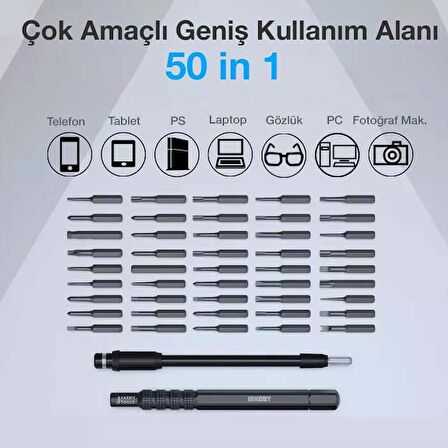 Coofbe Profeyonel 50in1 Mıknatıslı Kutulu Tornavida Seti Tamir Seti Laptop Telefon Tablet Tamir Seti