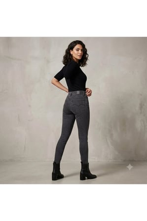 Kadın 721 Yüksel Bel Skinny Fit Kadın Jean Pantolon-0354 fümeSiyah / 24/30