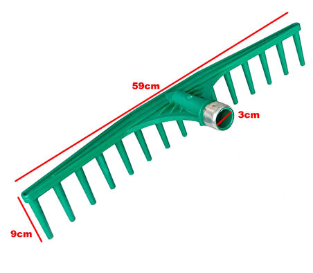 Metal Bilezikli Plastik Büyük Tırmık 59 cm 15 Diş (Sapsız)