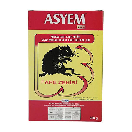 Asyem Kırık Buğday Fare ve Sıçanlara Karşı Zehir 250gr