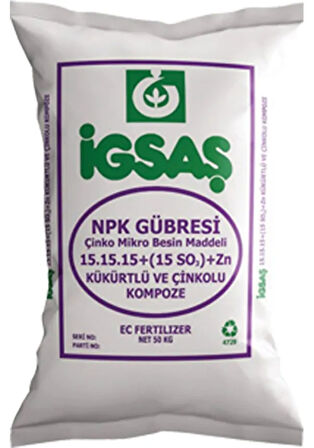 İgsaş 15.15.15+(15 SO3)+Zn Kukurtlu Ve Çinkolu Süper Kompoze Taban Gübre 50kg