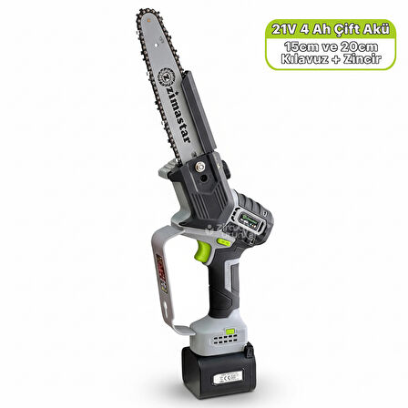 Zimastar SC-5808 Akülü Zincirli Budama Testeresi 21V 4Ah Çift Akülü-Kılavuzlu