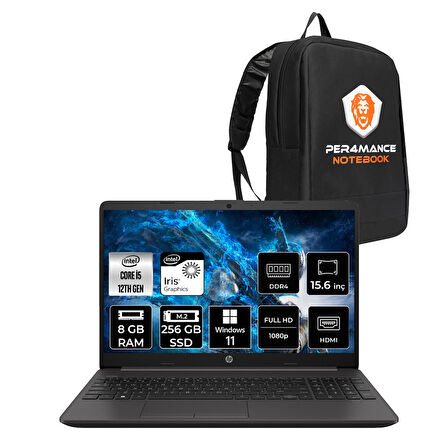 HP 250 G9 i5 1235U 8GB 256GB SSD 15.6" FHD W11P Taşınabilir Bilgisayar & PER4 Çanta