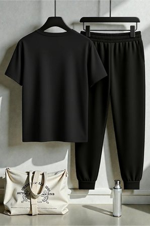 Unisex Sevimli Patiler Tasarım Baskılı Tişört - 2'li Eşofman Takımı