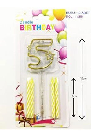 MİKA ŞEFFAF RAKAM GOLD MUM 12CM