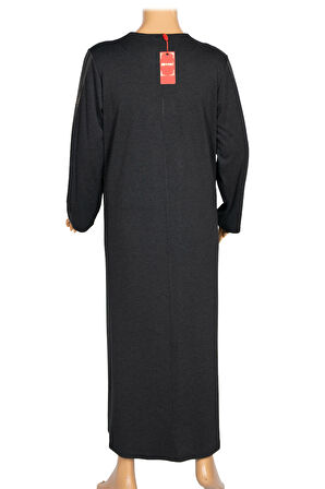 Hesna Kadın Ferda Kışlık Battal Beden Boydan Baskılı Siyah Elbise