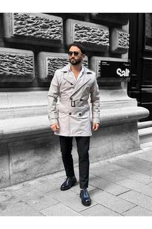 regular fit su geçirmez soğuğa dayanıklı trençkot Gri / M