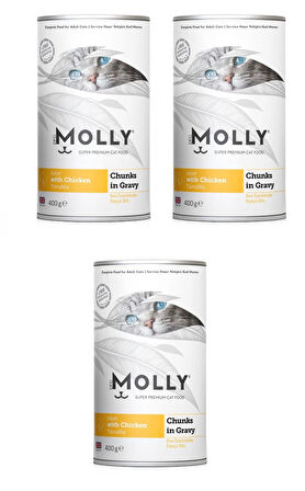 Molly Tavuklu Gravy Soslu Kedi Konservesi 400 Gr. X 3 Adet