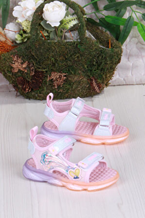 Vicco 332.B25Y.254 Pudra Can Anatomik Işıklı Kız Çocuk Sandalet