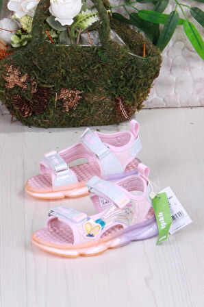 Vicco 332.B25Y.254 Pudra Can Anatomik Işıklı Kız Çocuk Sandalet