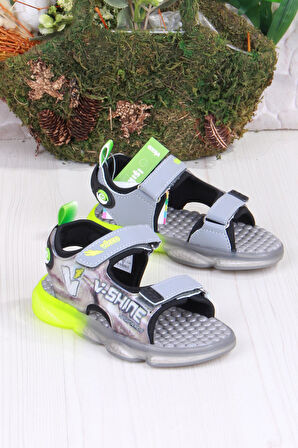 Vicco 332.B25Y.255 Felipe Gri Rahat Esnek Işıklı Erkek Çocuk Sandalet