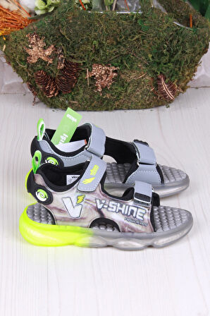 Vicco 332.B25Y.255 Felipe Gri Rahat Esnek Işıklı Erkek Çocuk Sandalet