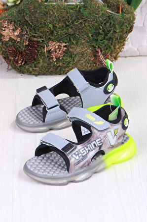 Vicco 332.B25Y.255 Felipe Gri Rahat Esnek Işıklı Erkek Çocuk Sandalet