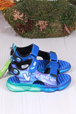 Vicco 332.P25Y.255 Felipe Saks Mavi Rahat Esnek Işıklı Erkek Çocuk Sandalet