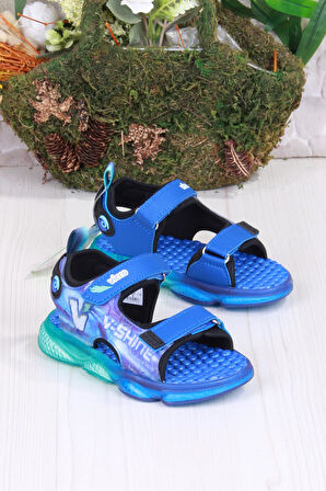 Vicco 332.P25Y.255 Felipe Saks Mavi Rahat Esnek Işıklı Erkek Çocuk Sandalet