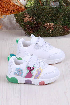 Vicco 346.P25Y.160 Beyaz Yeşil Number Işıklı Kız Çocuk Ayakkabı